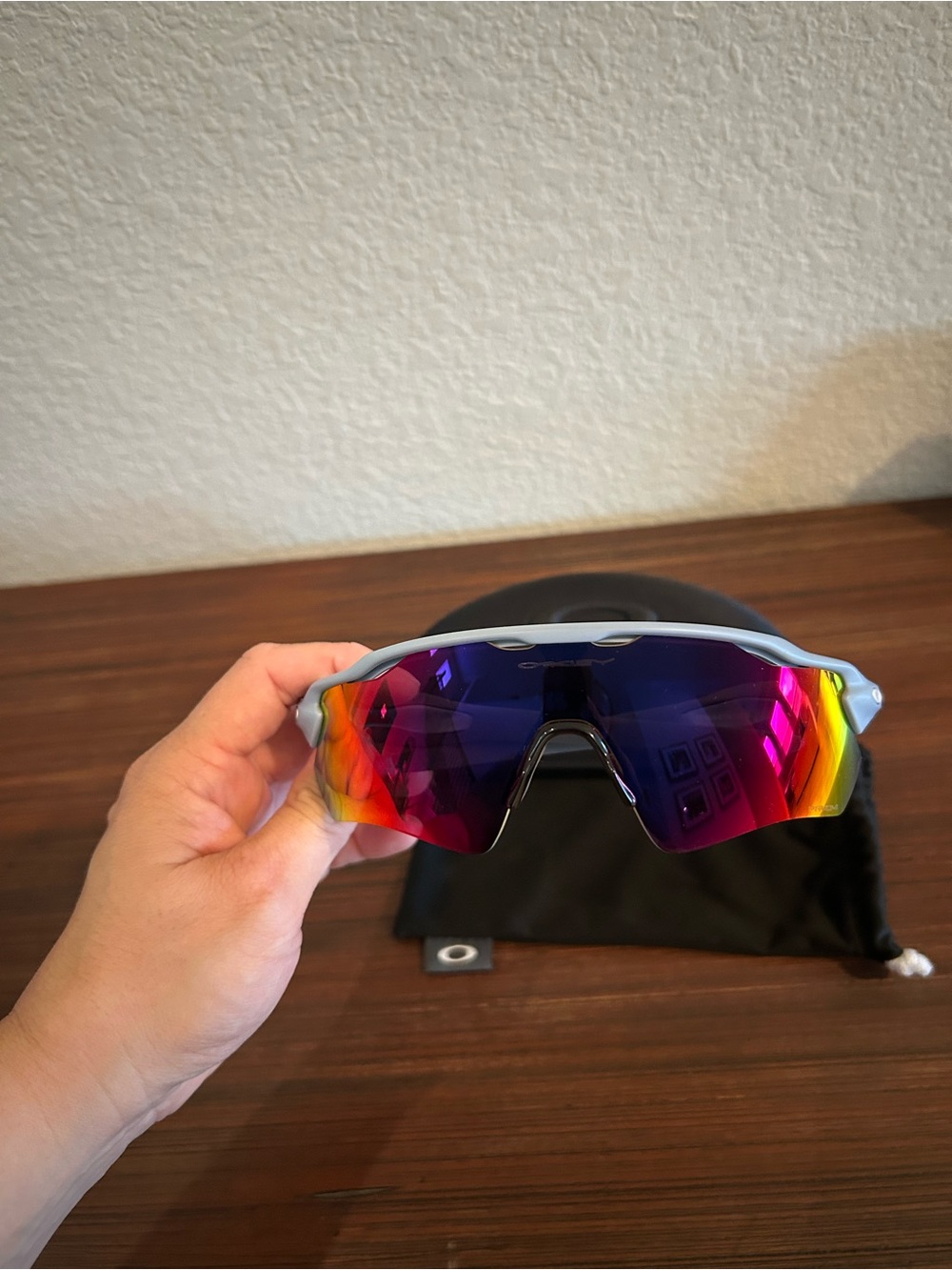 Oakley Radar EV shield cycling sunglasses Matte Blue prizm - Rainbow Lens